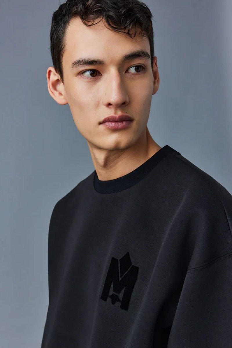 Mackage Max-Vt Double Face Jersey Embroidered Logo Tröjor Herr Svarta | WNLRD-3954