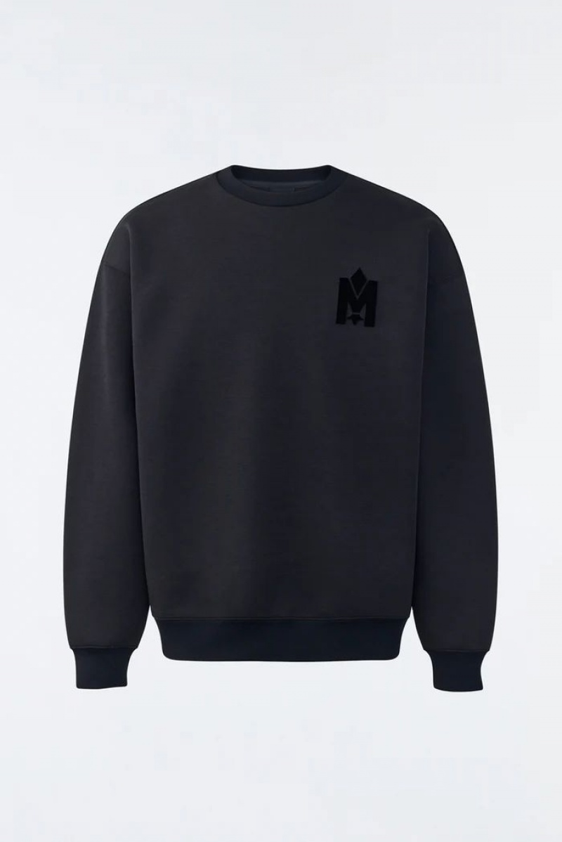 Mackage Max-Vt Double Face Jersey Embroidered Logo Tröjor Herr Svarta | WNLRD-3954