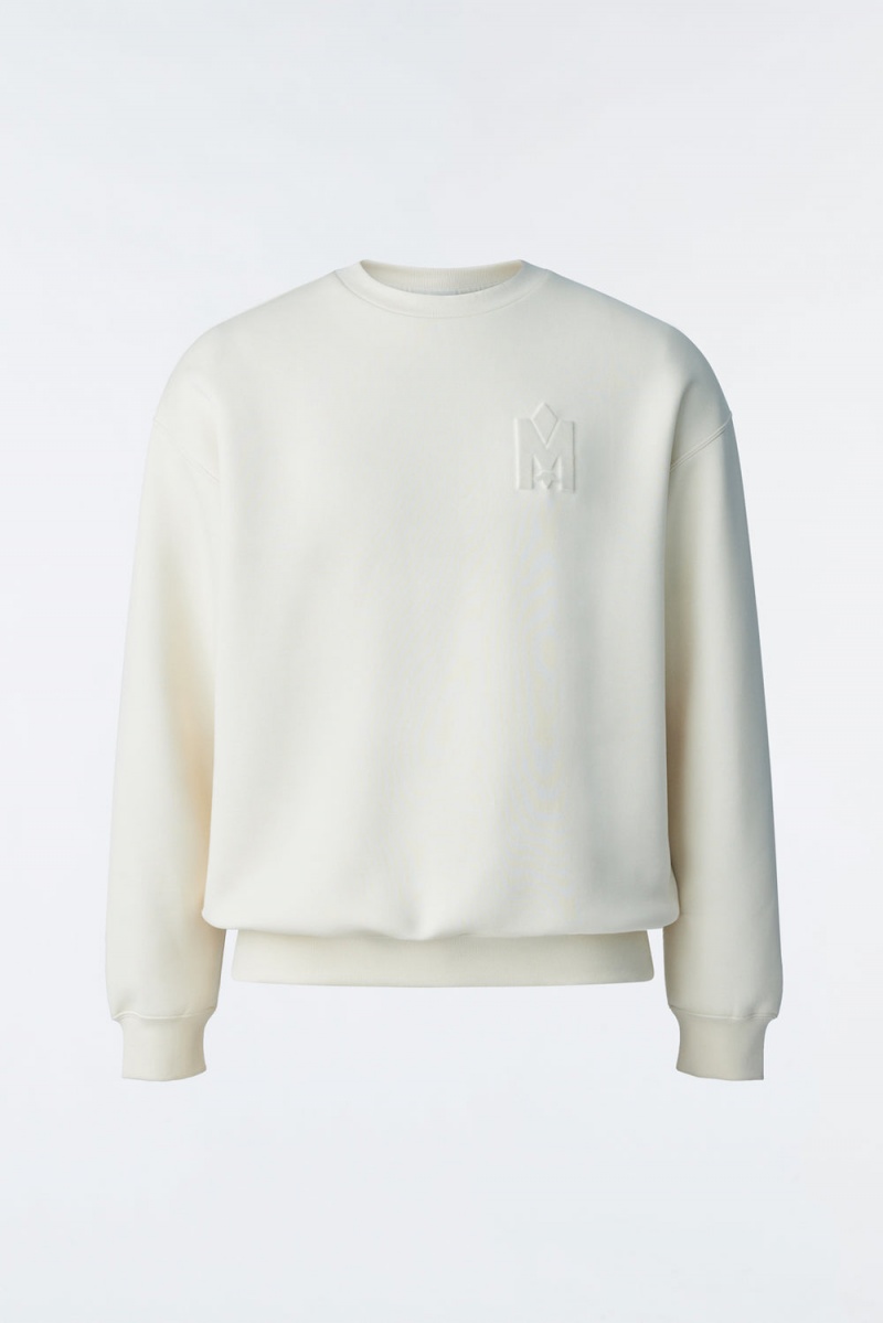 Mackage Max-Vt Double Face Jersey Embroidered Logo Tröjor Herr Grädde | HWDQL-5268