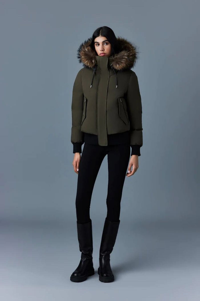 Mackage Nefi-F Removable Fur Trimmed Hood Dunjackor Dam Olivgröna | ASLBM-9517