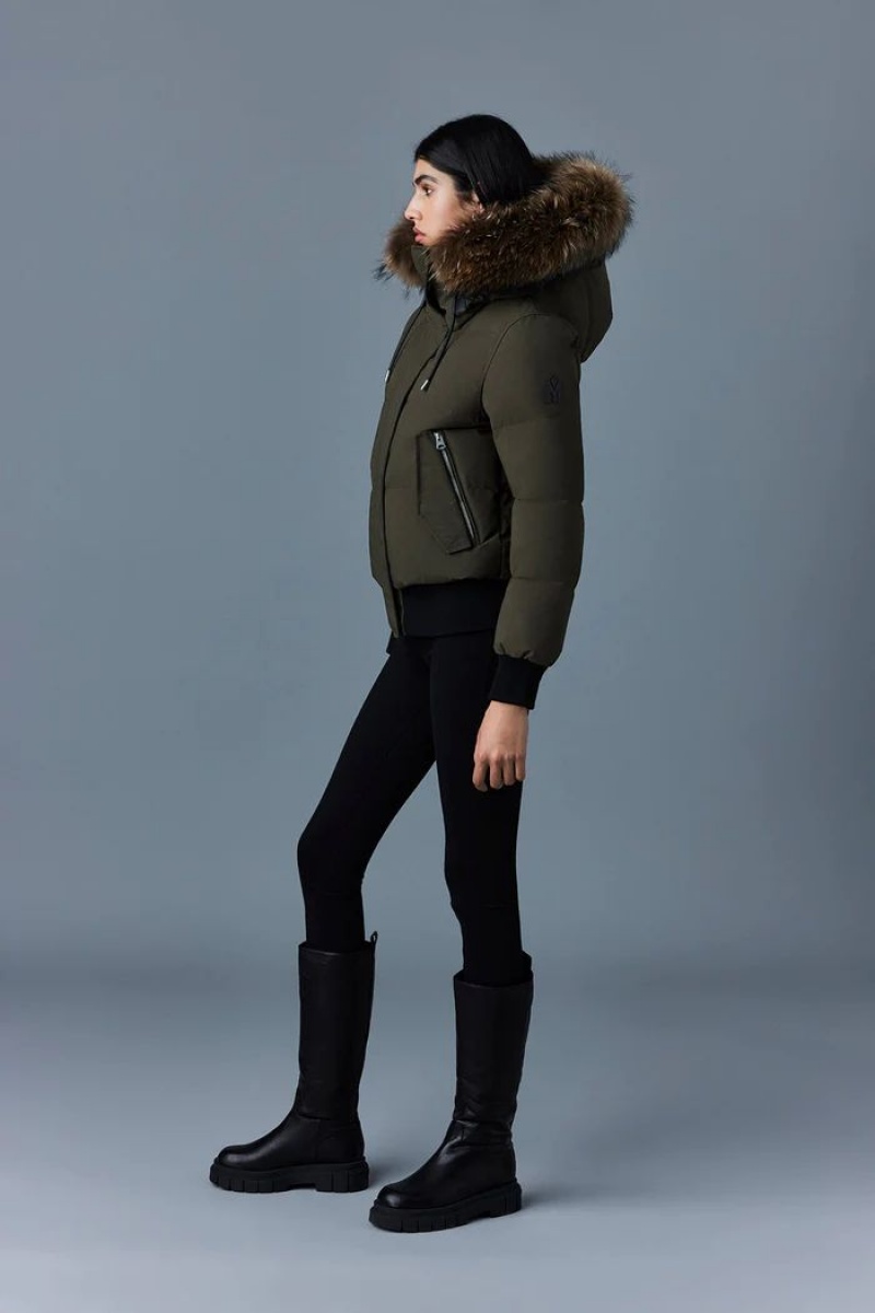 Mackage Nefi-F Removable Fur Trimmed Hood Dunjackor Dam Olivgröna | ASLBM-9517