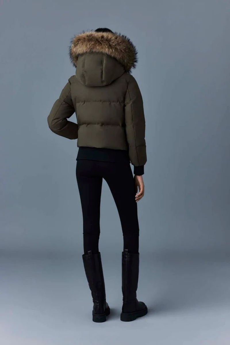 Mackage Nefi-F Removable Fur Trimmed Hood Dunjackor Dam Olivgröna | ASLBM-9517