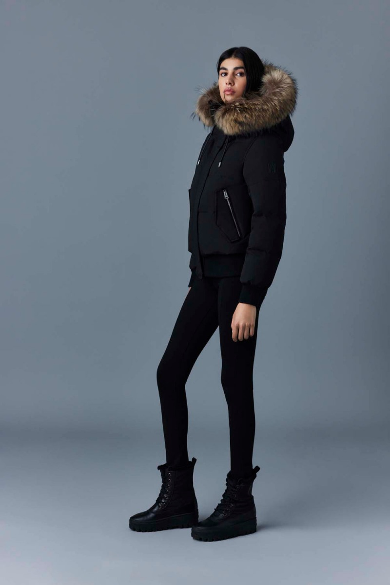 Mackage Nefi-F Removable Fur Trimmed Hood Dunjackor Dam Svarta | NHKDA-5480