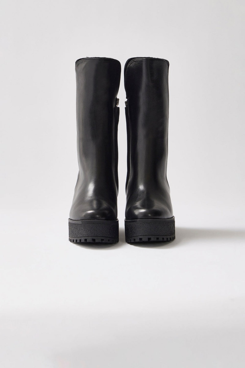 Mackage Noble Shearling-Fodrade Kilklack (R) Läder Höga Stövlar Dam Svarta | NZLWP-9135