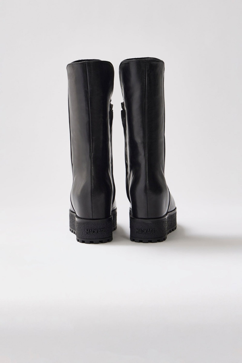 Mackage Noble Shearling-Fodrade Kilklack (R) Läder Höga Stövlar Dam Svarta | NZLWP-9135