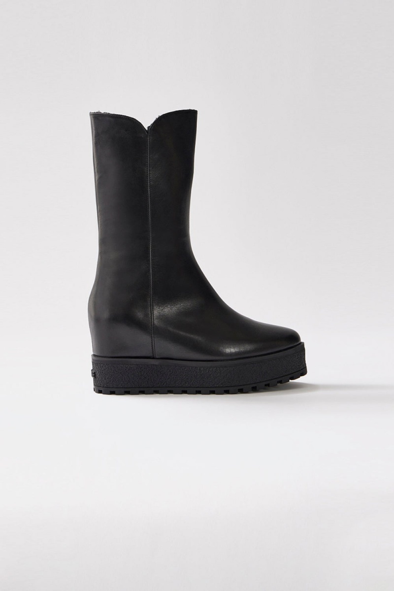 Mackage Noble Shearling-Fodrade Kilklack (R) Läder Höga Stövlar Dam Svarta | NZLWP-9135