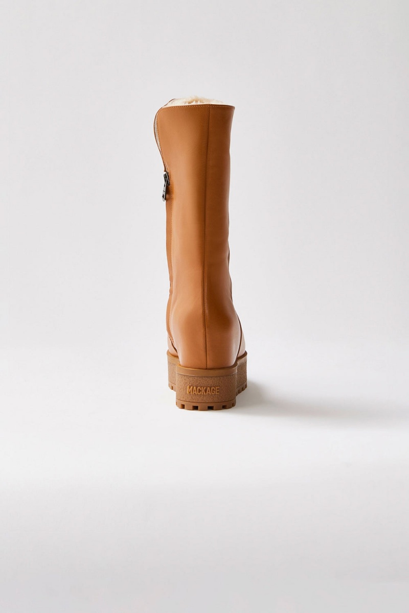 Mackage Noble Shearling-Fodrade Kilklack (R) Läder Höga Stövlar Dam Bruna | WGNCM-6472