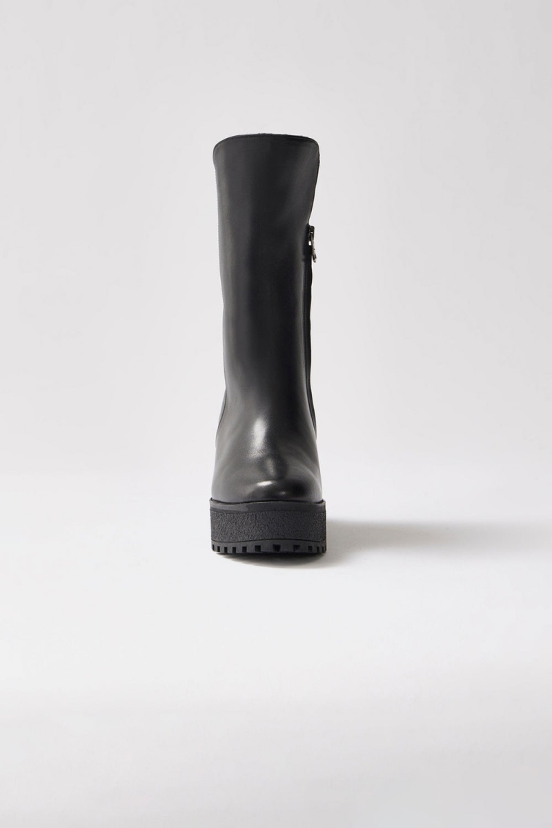 Mackage Noble Shearling-Fodrade Kilklack (R) Läder Fodrade Stövlar Dam Svarta | QLBUK-2705