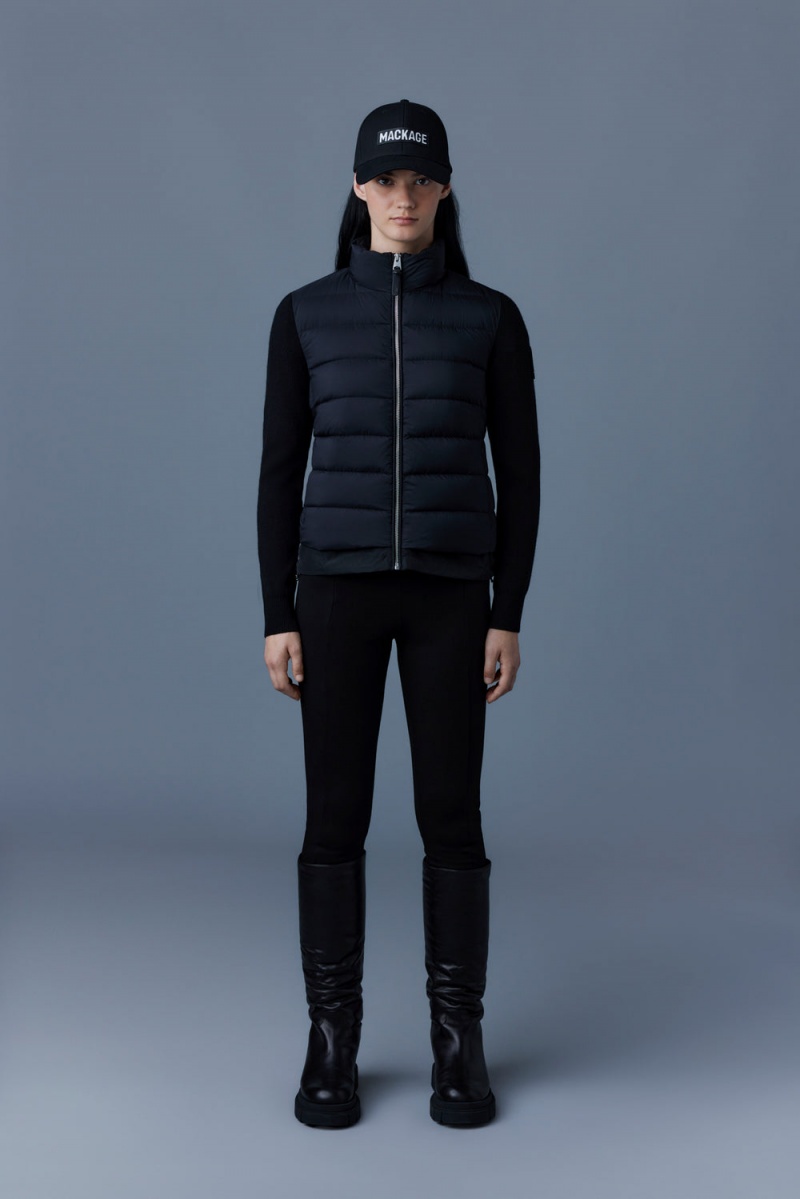 Mackage Oceane Recycled Hybrid Rib Knit Sleeves Jackor Dam Svarta | TBKIX-1426