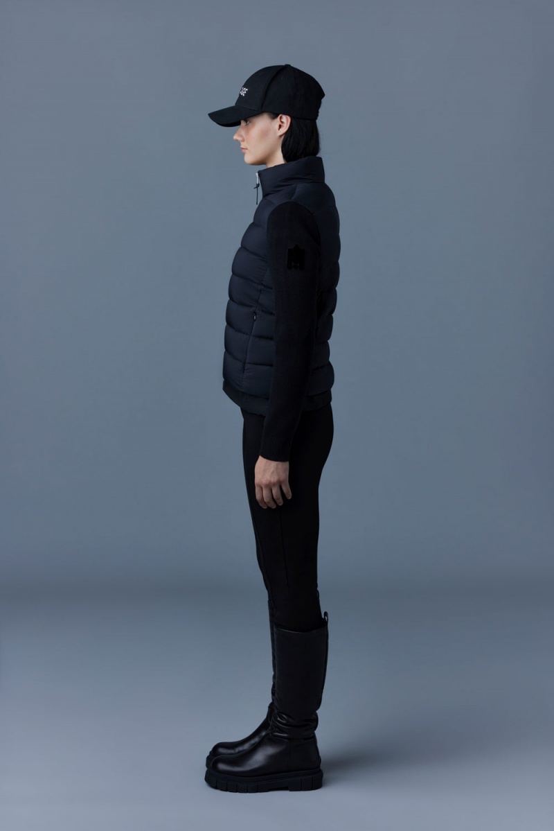 Mackage Oceane Recycled Hybrid Rib Knit Sleeves Jackor Dam Svarta | TBKIX-1426