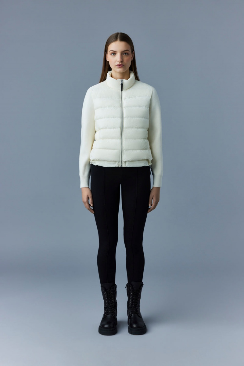 Mackage Oceane Recycled Hybrid Rib Knit Sleeves Jackor Dam Grädde | EPQVN-1253