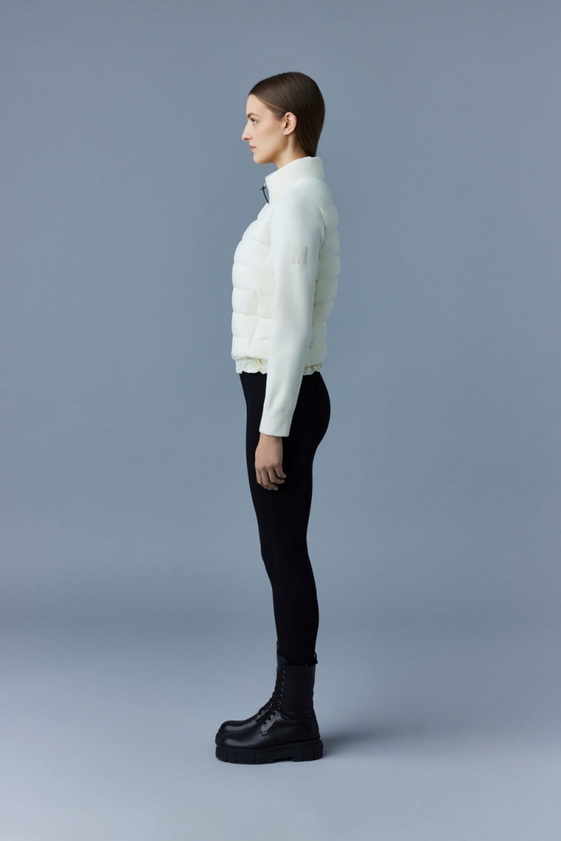 Mackage Oceane Recycled Hybrid Rib Knit Sleeves Jackor Dam Grädde | EPQVN-1253