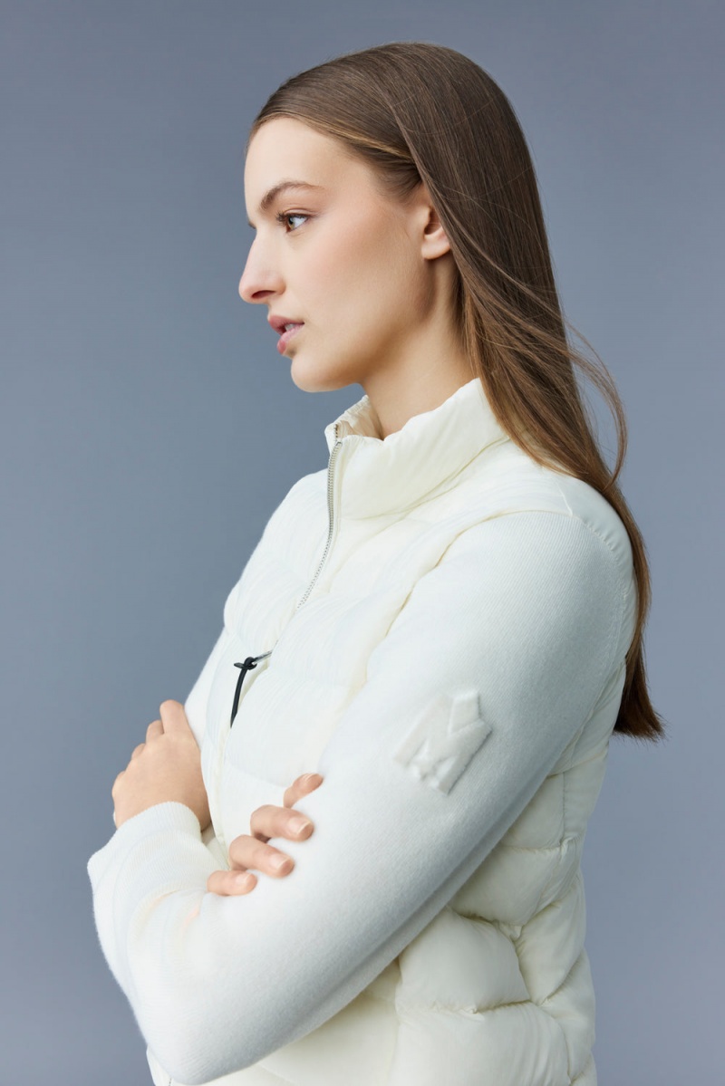 Mackage Oceane Recycled Hybrid Rib Knit Sleeves Jackor Dam Grädde | EPQVN-1253