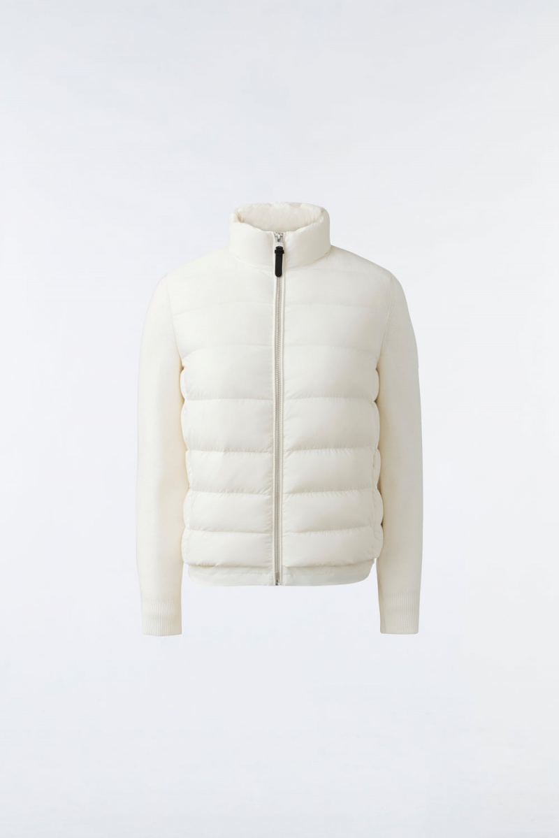 Mackage Oceane Recycled Hybrid Rib Knit Sleeves Jackor Dam Grädde | EPQVN-1253