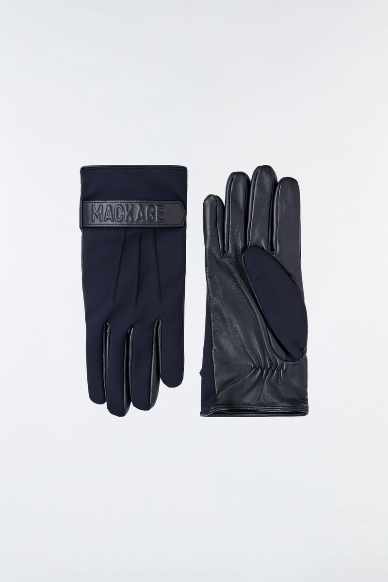 Mackage Oz (R)Läder And Fleece Wrist Tab Handskar Herr Svarta | EORVS-3279