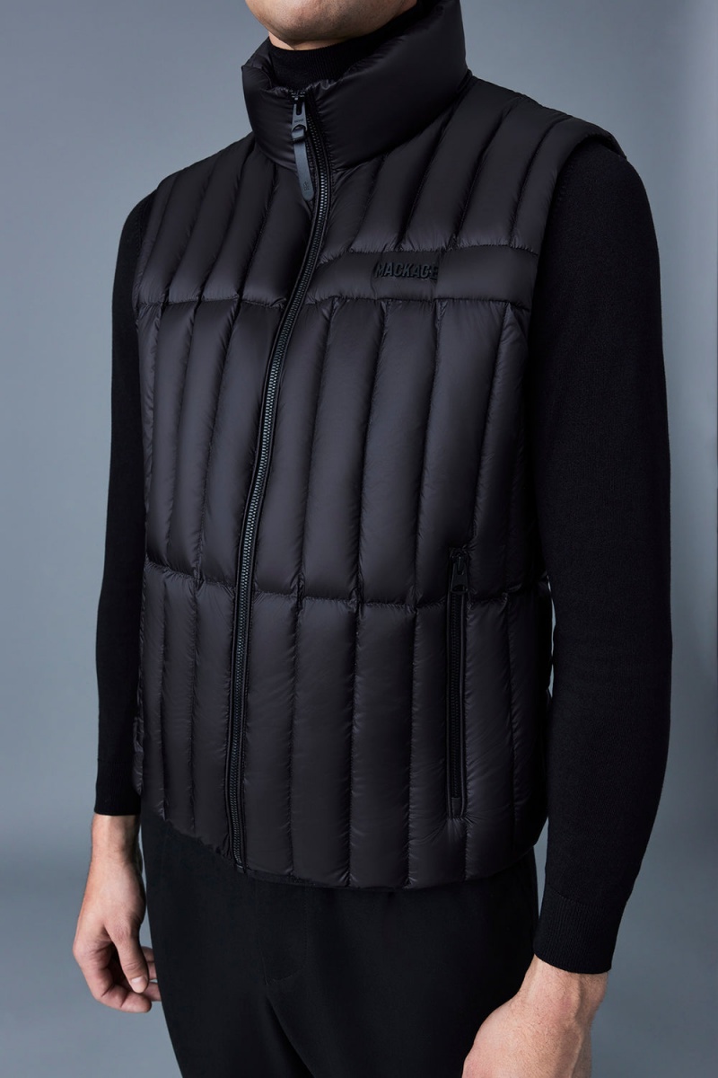 Mackage Patrick Translucent Ripstop Light Down Funnel Collar Väst Herr Svarta | ZTHLJ-2659