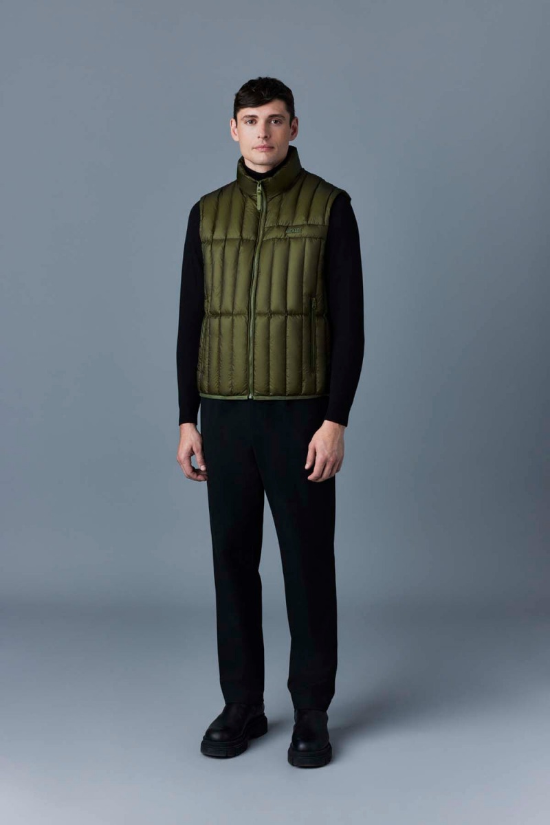 Mackage Patrick Translucent Ripstop Light Down Funnel Collar Väst Herr Olivgröna | FVGCQ-3094
