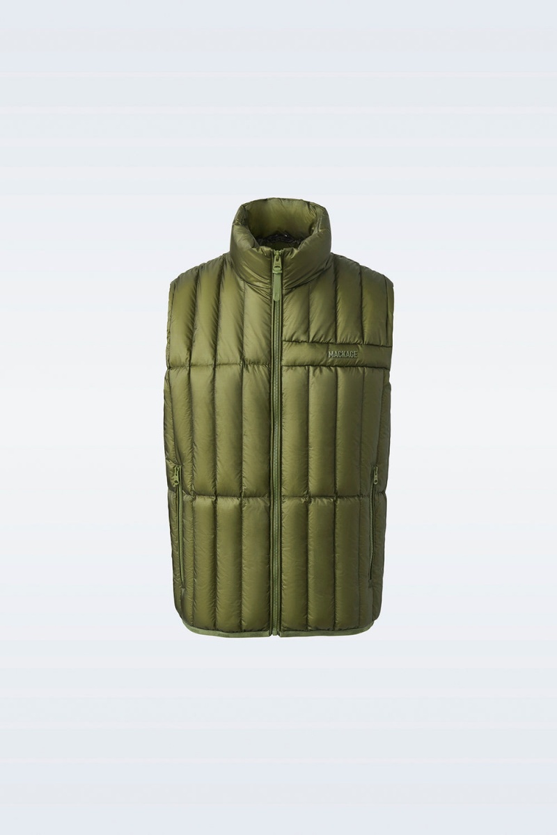 Mackage Patrick Translucent Ripstop Light Down Funnel Collar Väst Herr Olivgröna | FVGCQ-3094