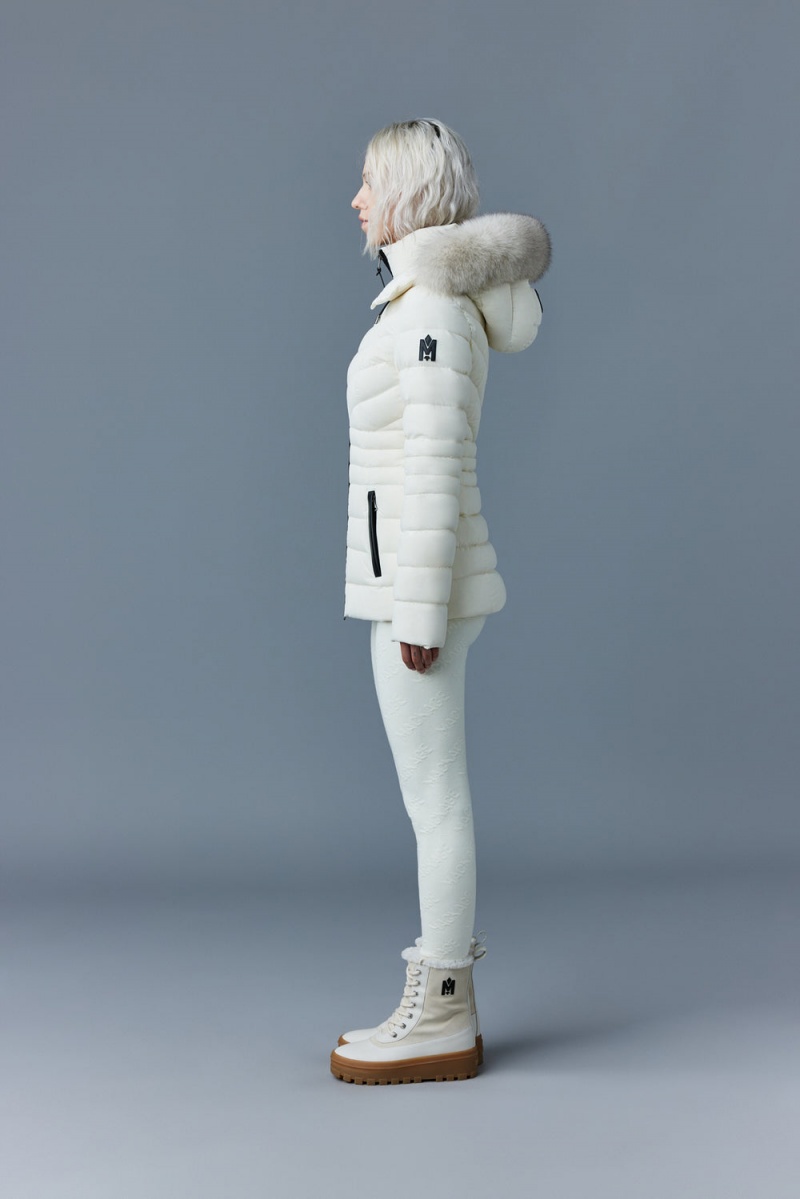 Mackage Patsy Agile 360 Blue Fox Fur Dunjackor Dam Grädde | MABLR-9102