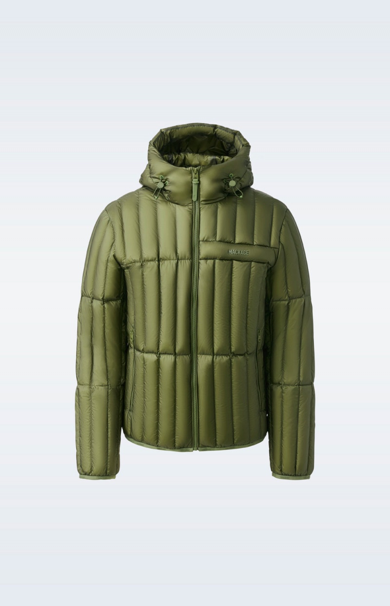 Mackage Peter Translucent Ripstop Light Hood Dunjackor Herr Olivgröna | UXOSD-6921