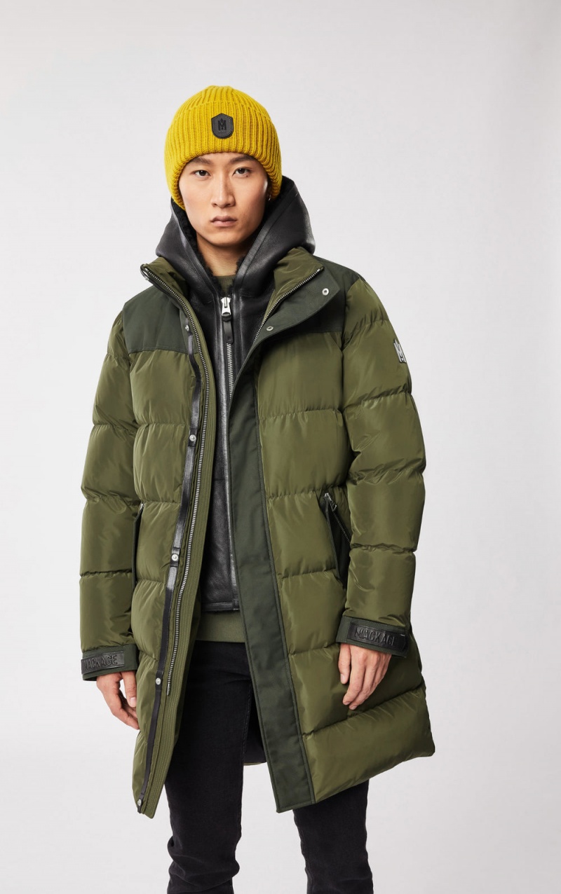 Mackage Reynold Removable Shearling Bib And Hood Dunrockar Herr Olivgröna | TINWU-8124