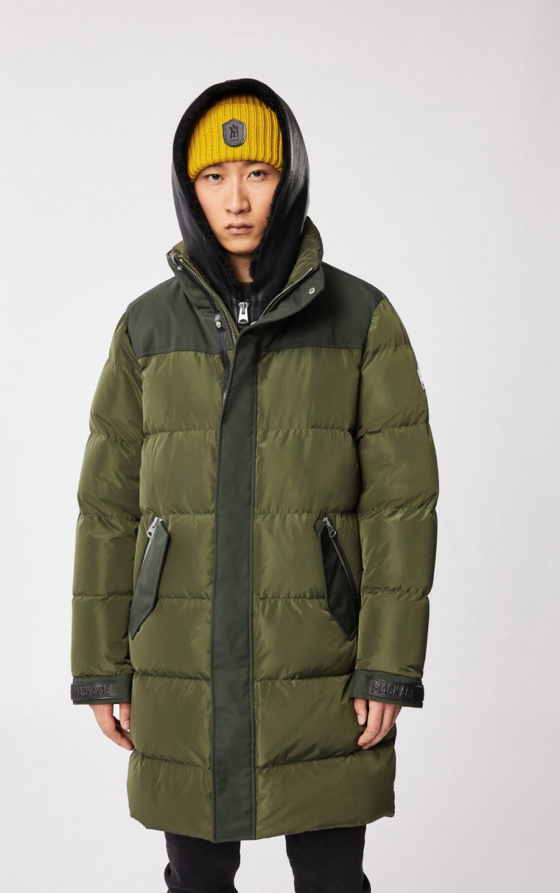 Mackage Reynold Removable Shearling Bib And Hood Dunrockar Herr Olivgröna | TINWU-8124