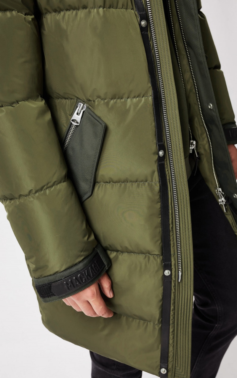Mackage Reynold Removable Shearling Bib And Hood Dunrockar Herr Olivgröna | TINWU-8124