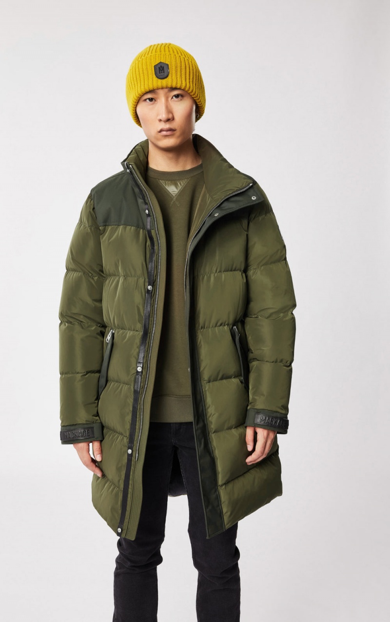 Mackage Reynold Removable Shearling Bib And Hood Dunrockar Herr Olivgröna | TINWU-8124