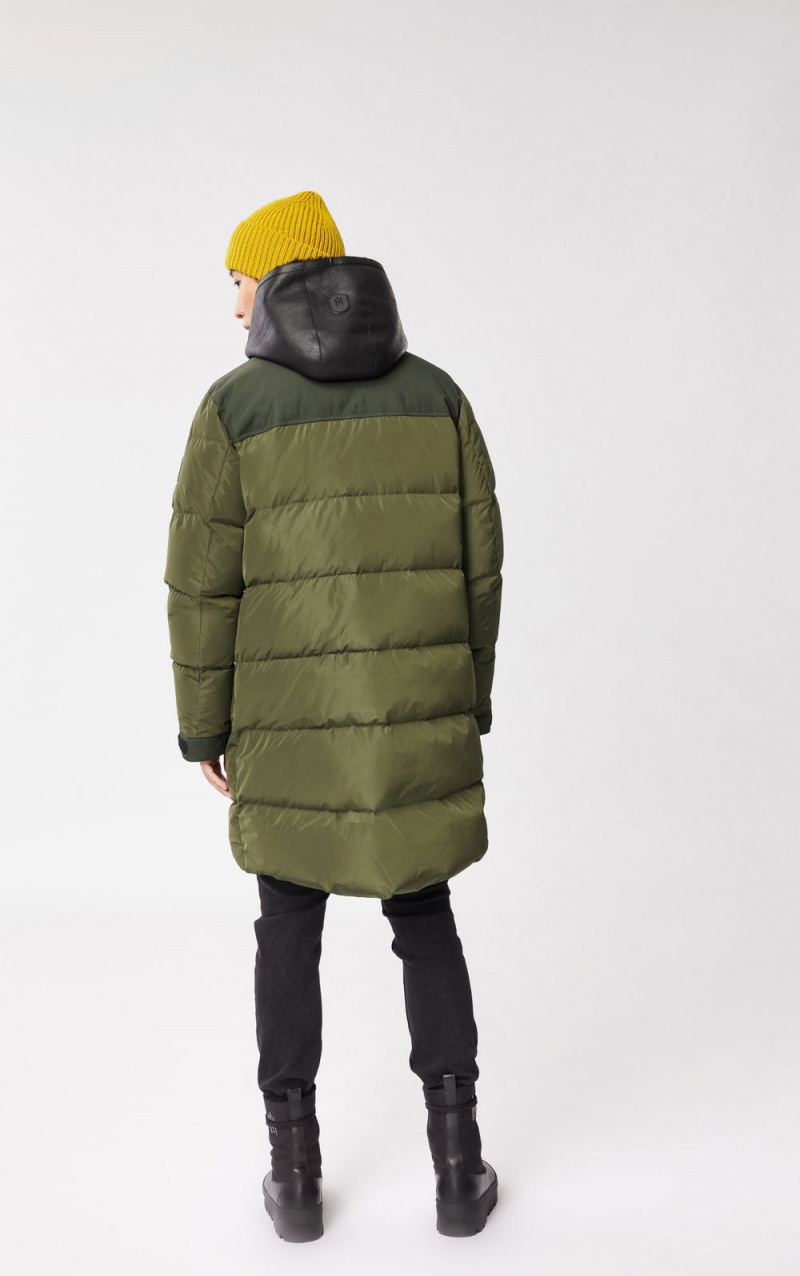 Mackage Reynold Removable Shearling Bib And Hood Dunrockar Herr Olivgröna | TINWU-8124