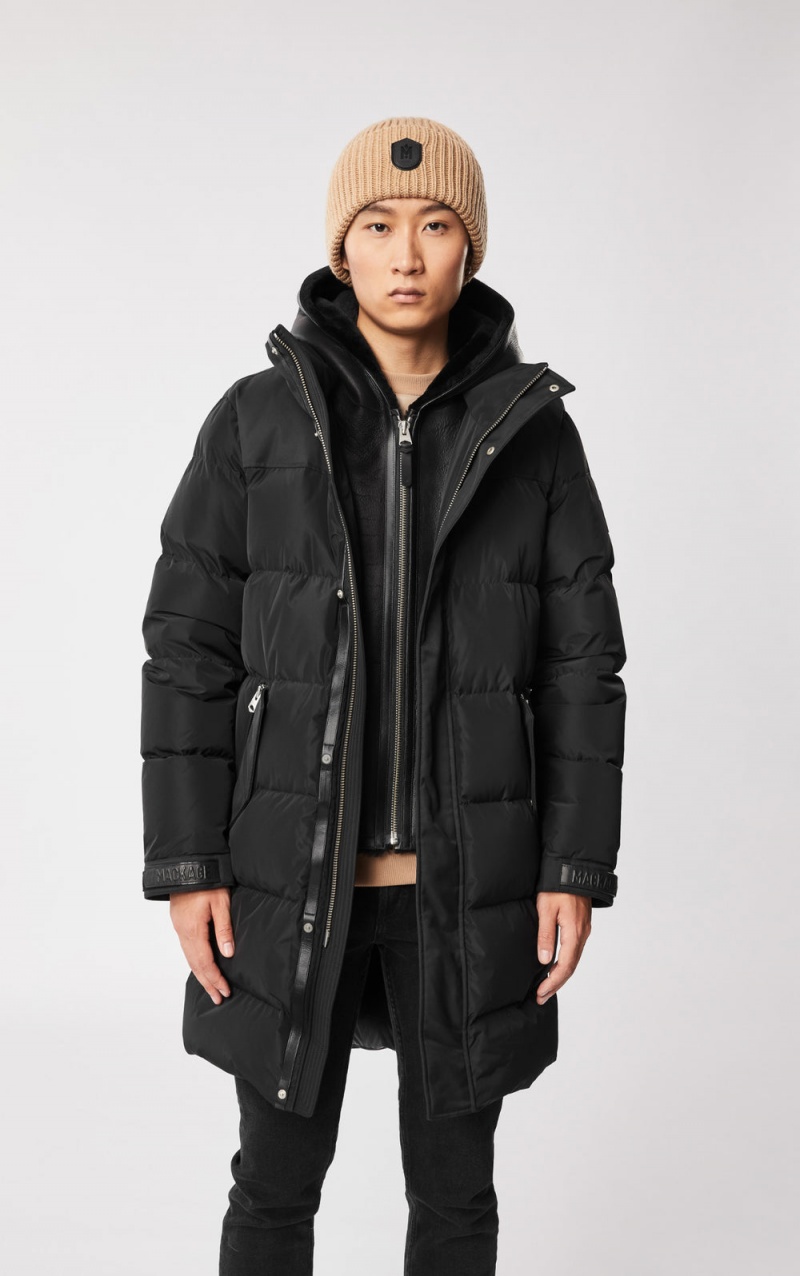 Mackage Reynold Removable Shearling Bib And Hood Dunrockar Herr Svarta | RUQMP-5602