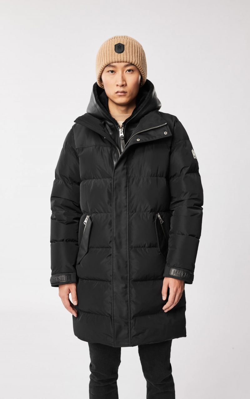 Mackage Reynold Removable Shearling Bib And Hood Dunrockar Herr Svarta | RUQMP-5602