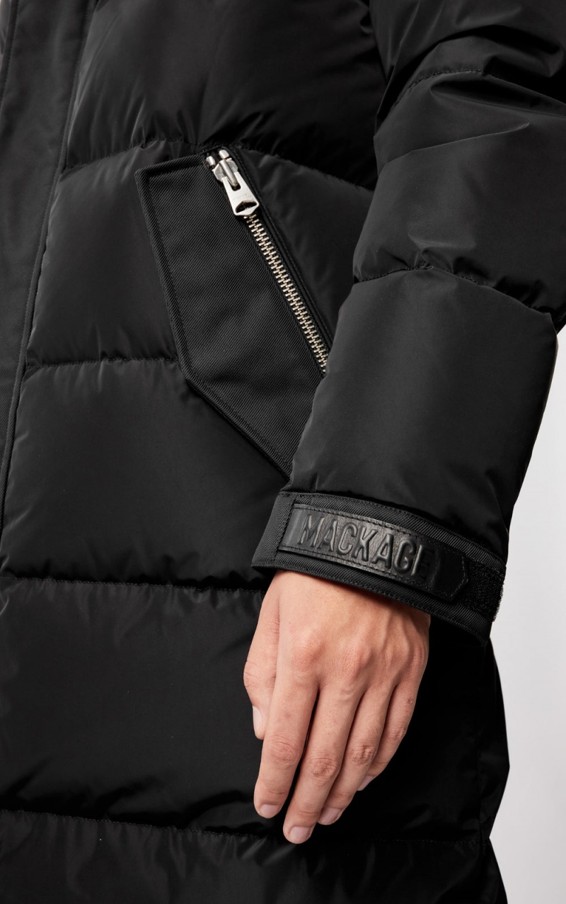 Mackage Reynold Removable Shearling Bib And Hood Dunrockar Herr Svarta | RUQMP-5602