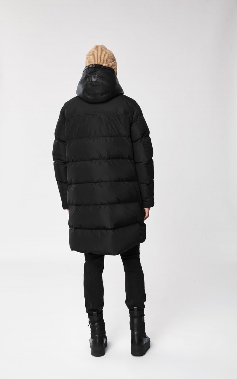 Mackage Reynold Removable Shearling Bib And Hood Dunrockar Herr Svarta | RUQMP-5602