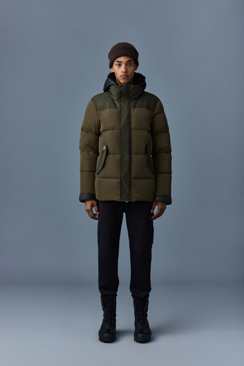 Mackage Riley Klassiska Removable Shearling Bib Dunjackor Herr Olivgröna | OJKBX-0417