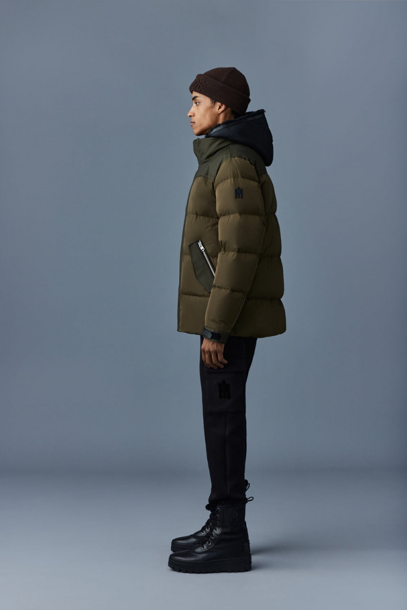 Mackage Riley Klassiska Removable Shearling Bib Dunjackor Herr Olivgröna | OJKBX-0417