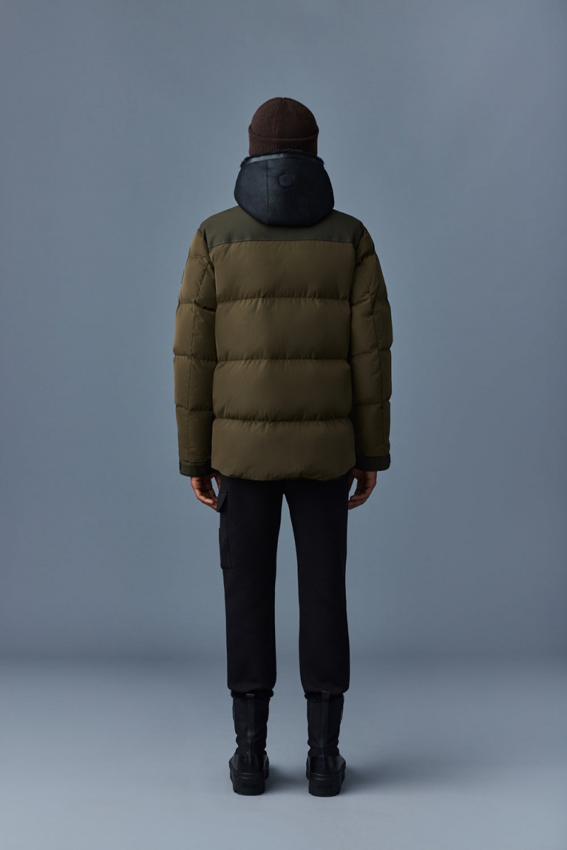 Mackage Riley Klassiska Removable Shearling Bib Dunjackor Herr Olivgröna | OJKBX-0417