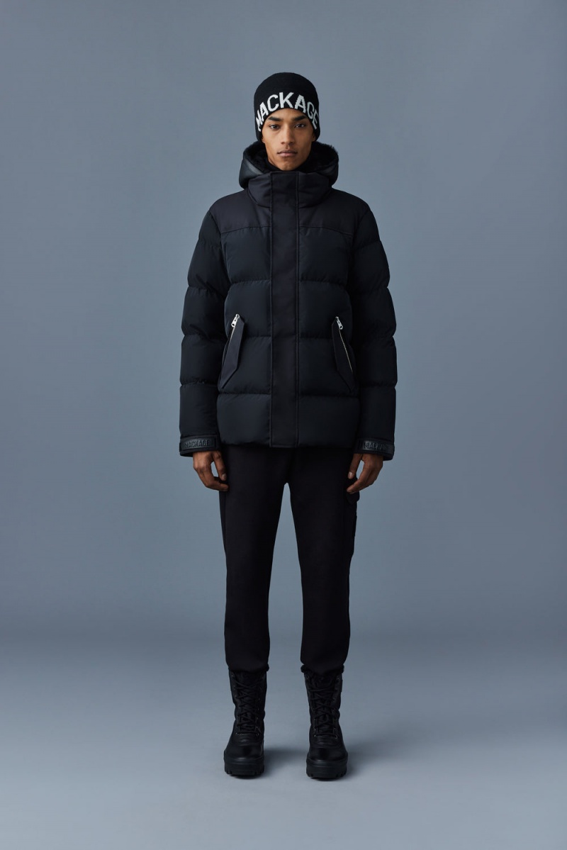 Mackage Riley Klassiska Removable Shearling Bib Dunjackor Herr Svarta | AOURL-0584