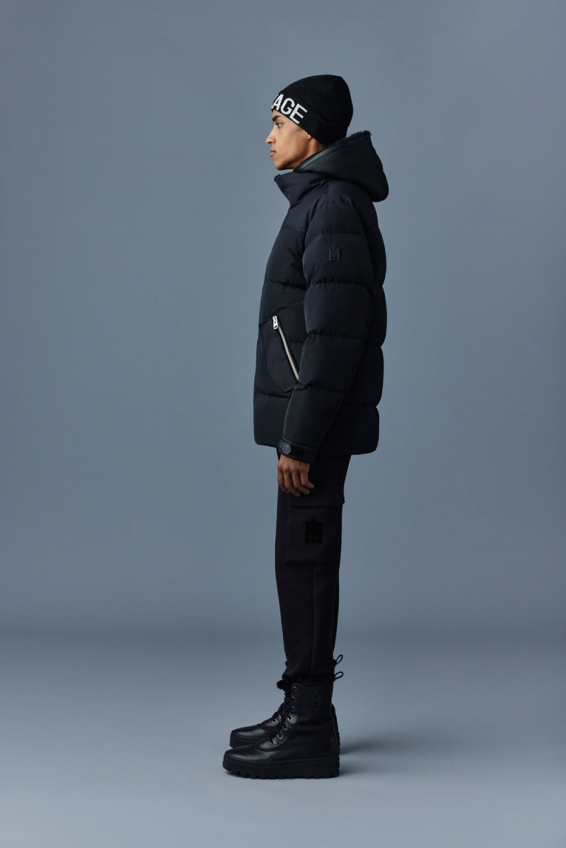 Mackage Riley Klassiska Removable Shearling Bib Dunjackor Herr Svarta | AOURL-0584