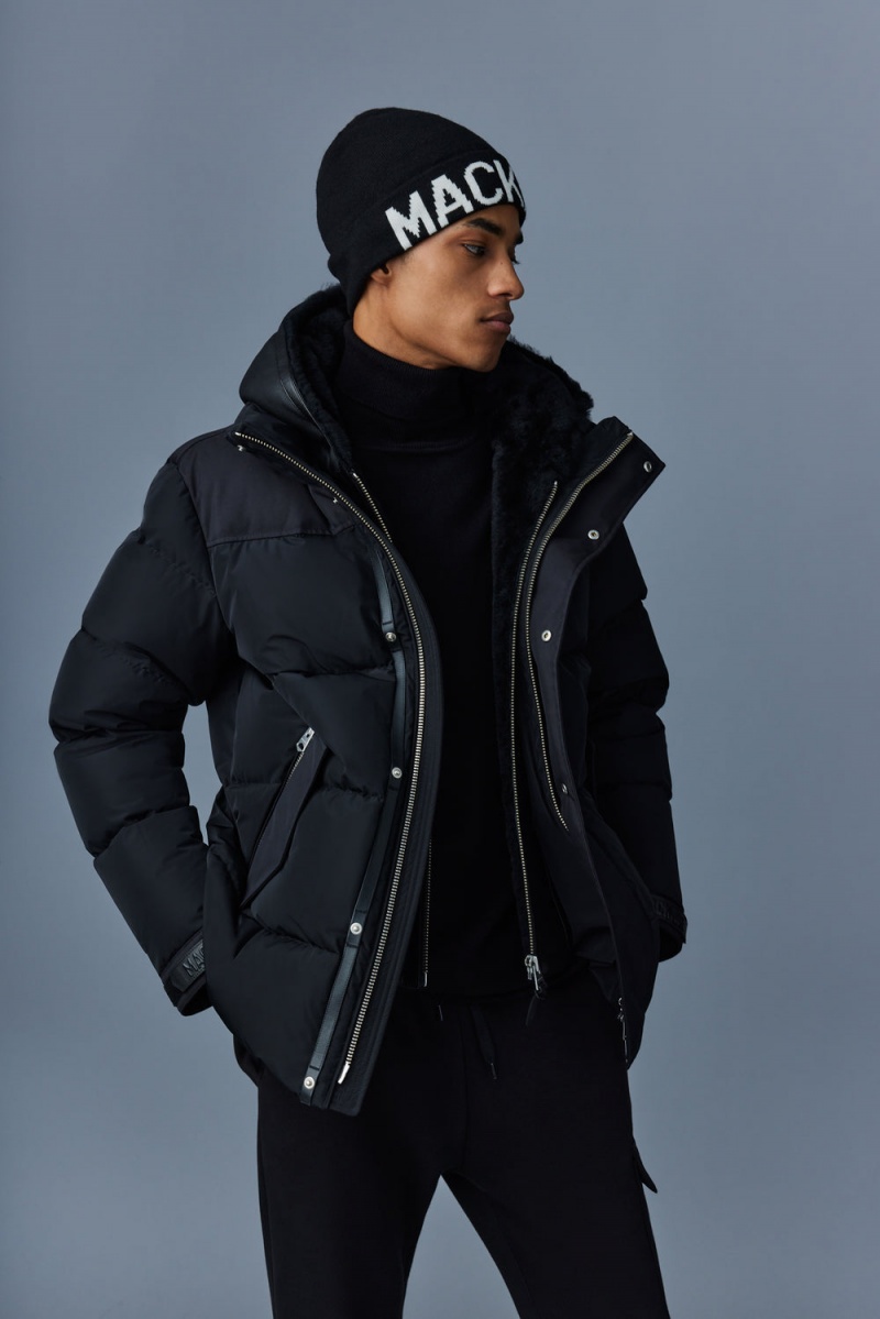 Mackage Riley Klassiska Removable Shearling Bib Dunjackor Herr Svarta | AOURL-0584
