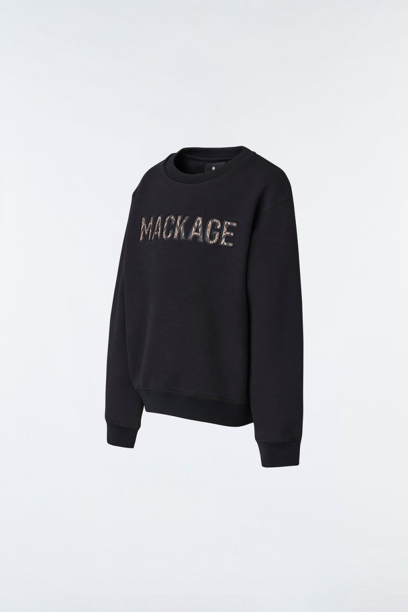 Mackage Rio Double-Face Jersey Wordmark Tröjor Barn Svarta | RAYEX-1907