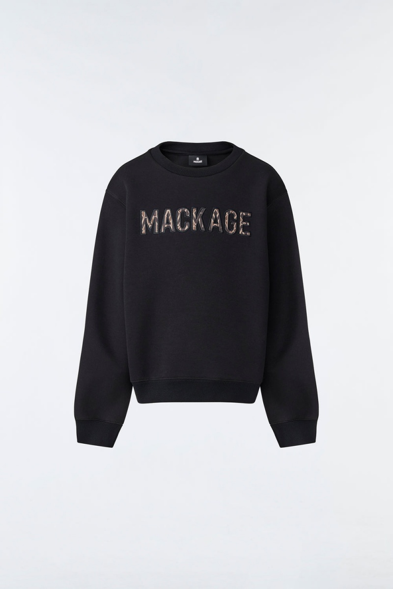 Mackage Rio Double-Face Jersey Wordmark Tröjor Barn Svarta | RAYEX-1907
