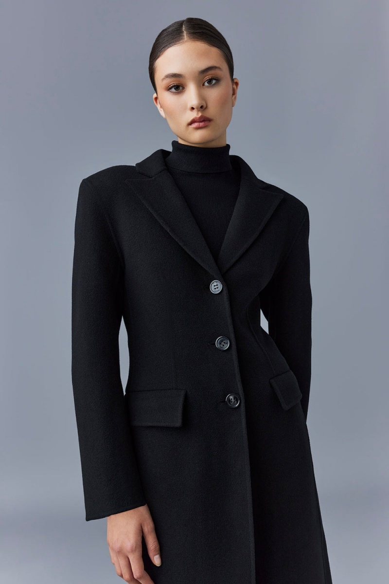 Mackage Ruth Double-Face Ull Long Rockar Dam Svarta | BKGDV-9785
