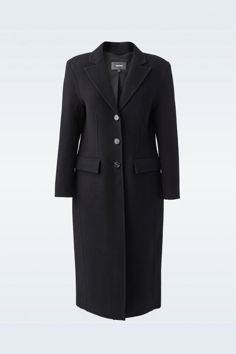 Mackage Ruth Double-Face Ull Long Rockar Dam Svarta | BKGDV-9785