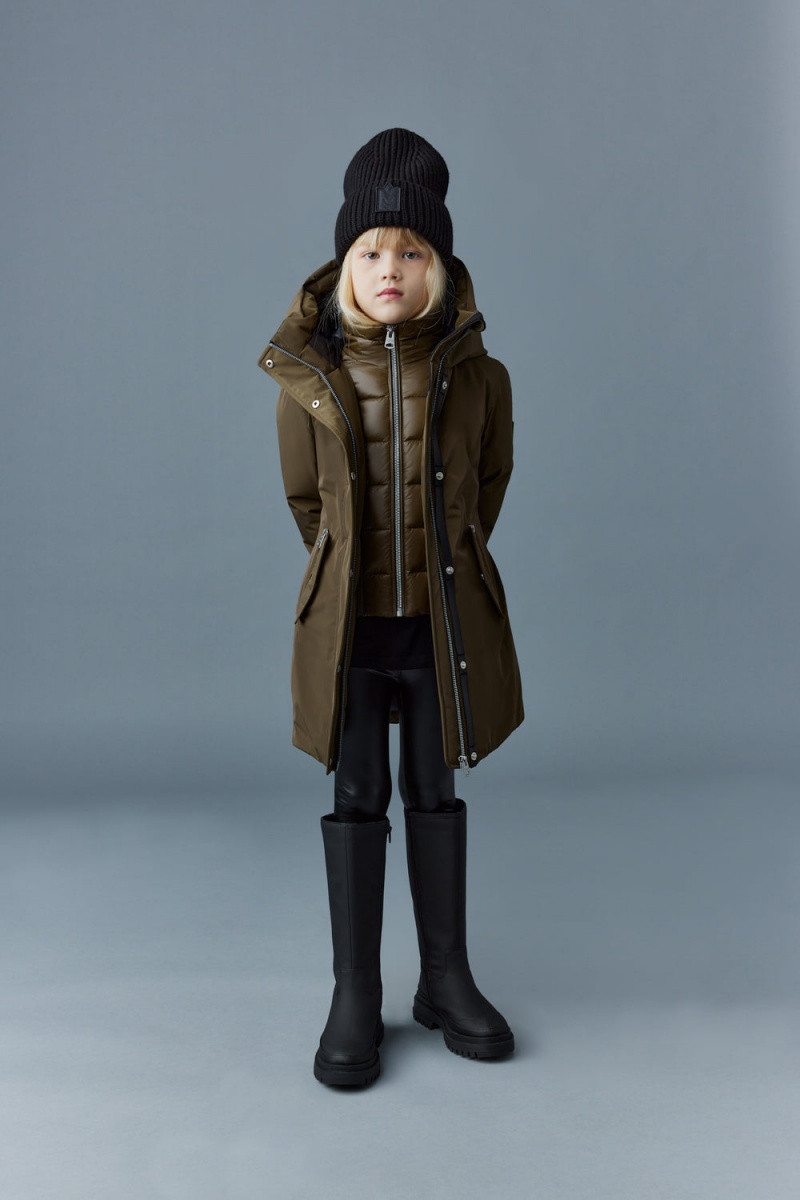 Mackage Shayna 2-In-1 Nano Removable Bib Dunrockar Barn Olivgröna | SLYFR-4853