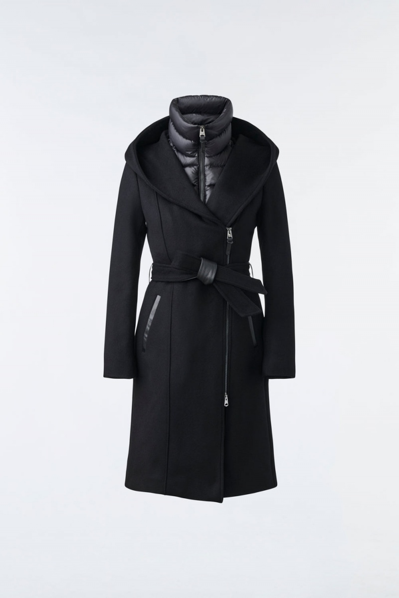 Mackage Shia 2-In-1 Double-Face Ull Removable Bib Rockar Dam Svarta | GLQVO-0571