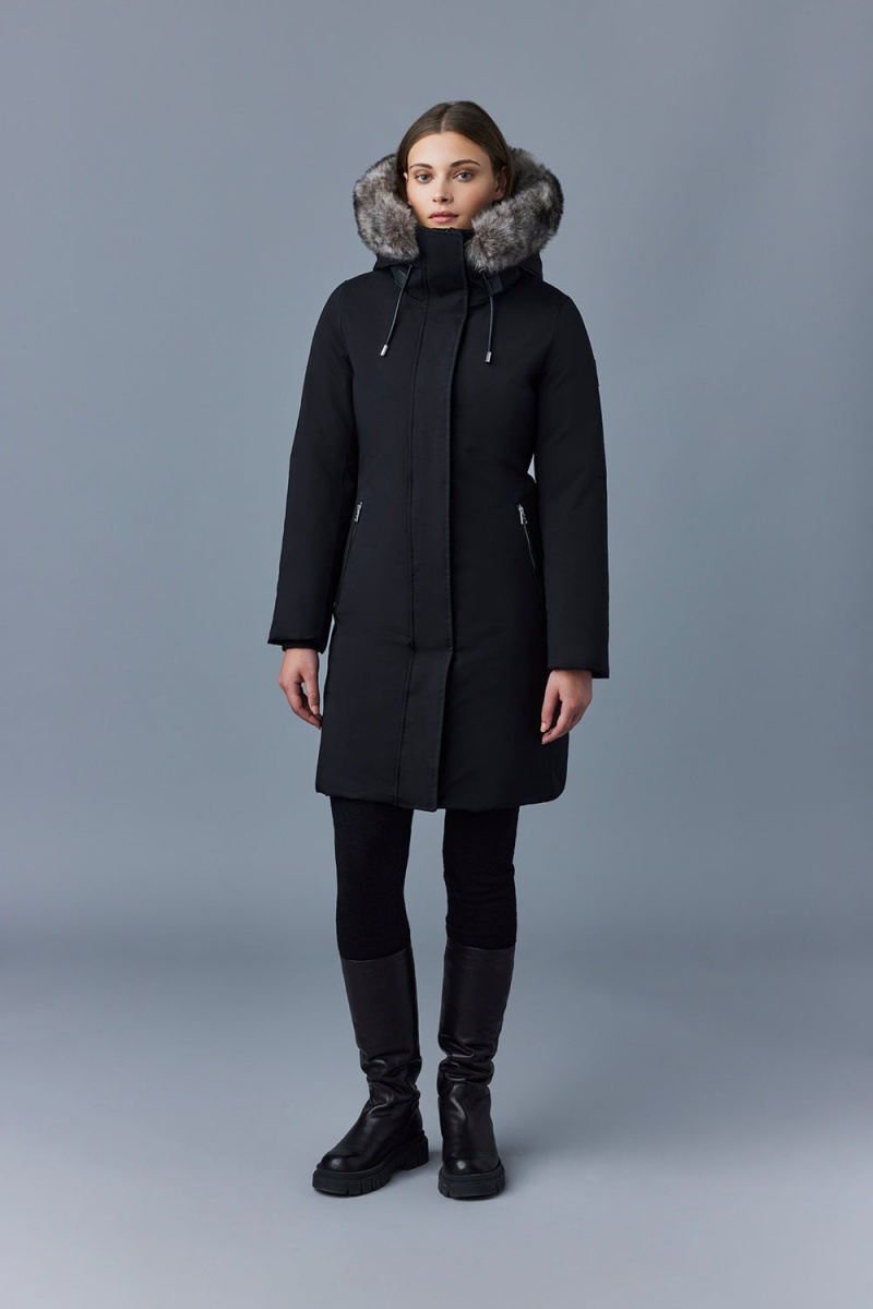Mackage Shiloh 2-In-1 Fitted Removable Bib And Sheepskin Dunrockar Dam Svarta | GFMWB-7289