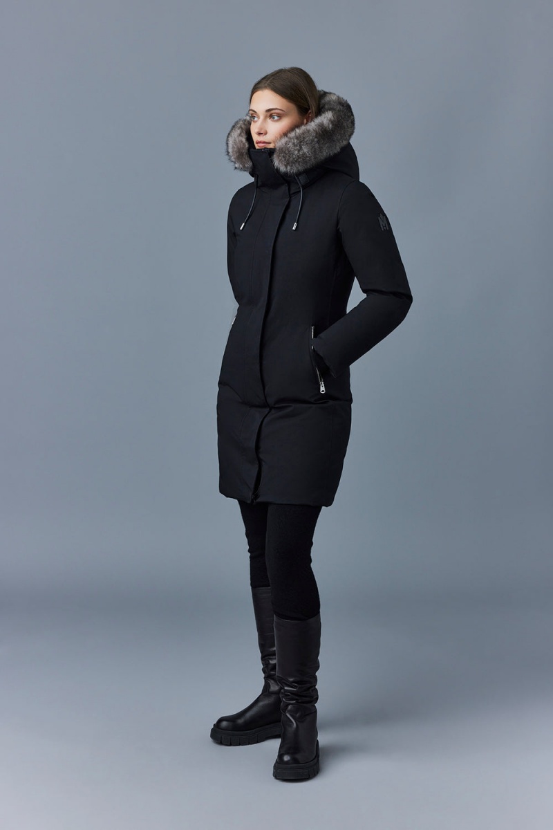 Mackage Shiloh 2-In-1 Fitted Removable Bib And Sheepskin Dunrockar Dam Svarta | GFMWB-7289