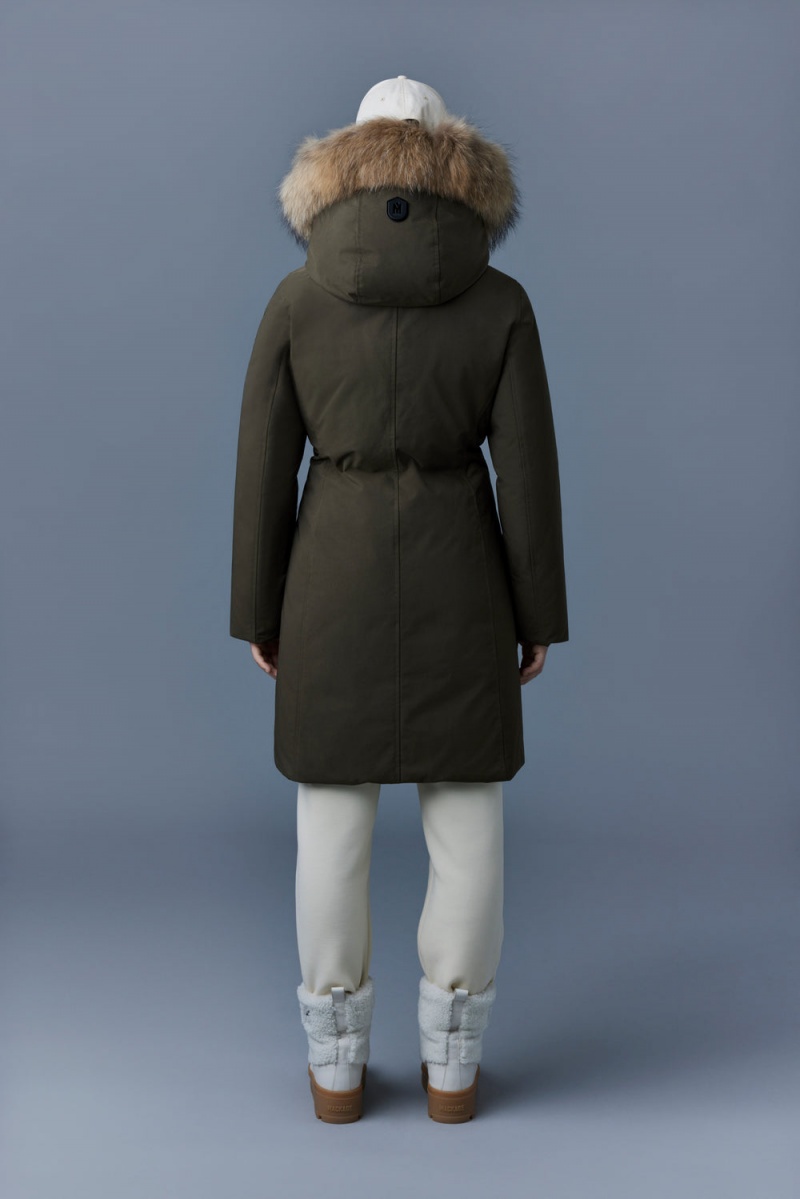 Mackage Shiloh 2-In-1 Fitted Removable Bib And Natural Fur Dunrockar Dam Olivgröna | FBTLO-0359