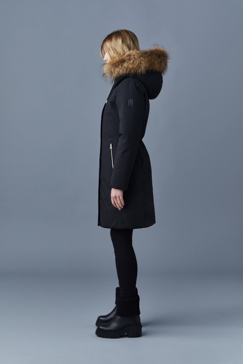 Mackage Shiloh 2-In-1 Fitted Removable Bib And Natural Fur Dunrockar Dam Svarta | MZBTL-5937