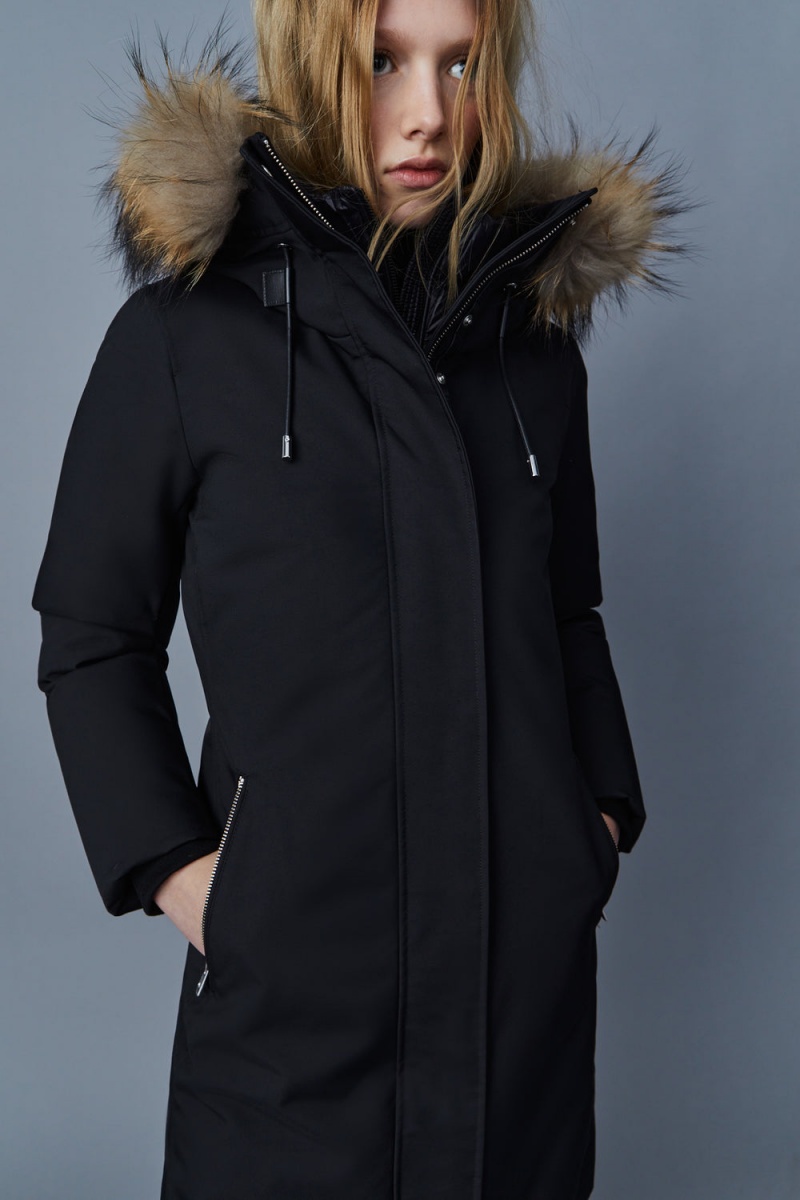 Mackage Shiloh 2-In-1 Fitted Removable Bib And Natural Fur Dunrockar Dam Svarta | MZBTL-5937